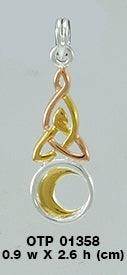 Strengthen the new beginning ~ Sterling Silver Celtic Crescent Moon Triquetra Pendant Jewelry in 14k Gold and Pink accent OTP1358 - Jewelry